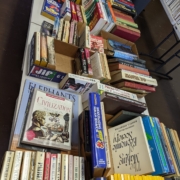 large selection of books on a table