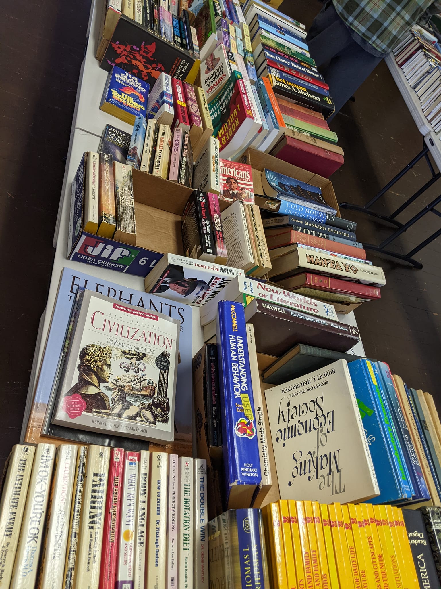 large selection of books on a table